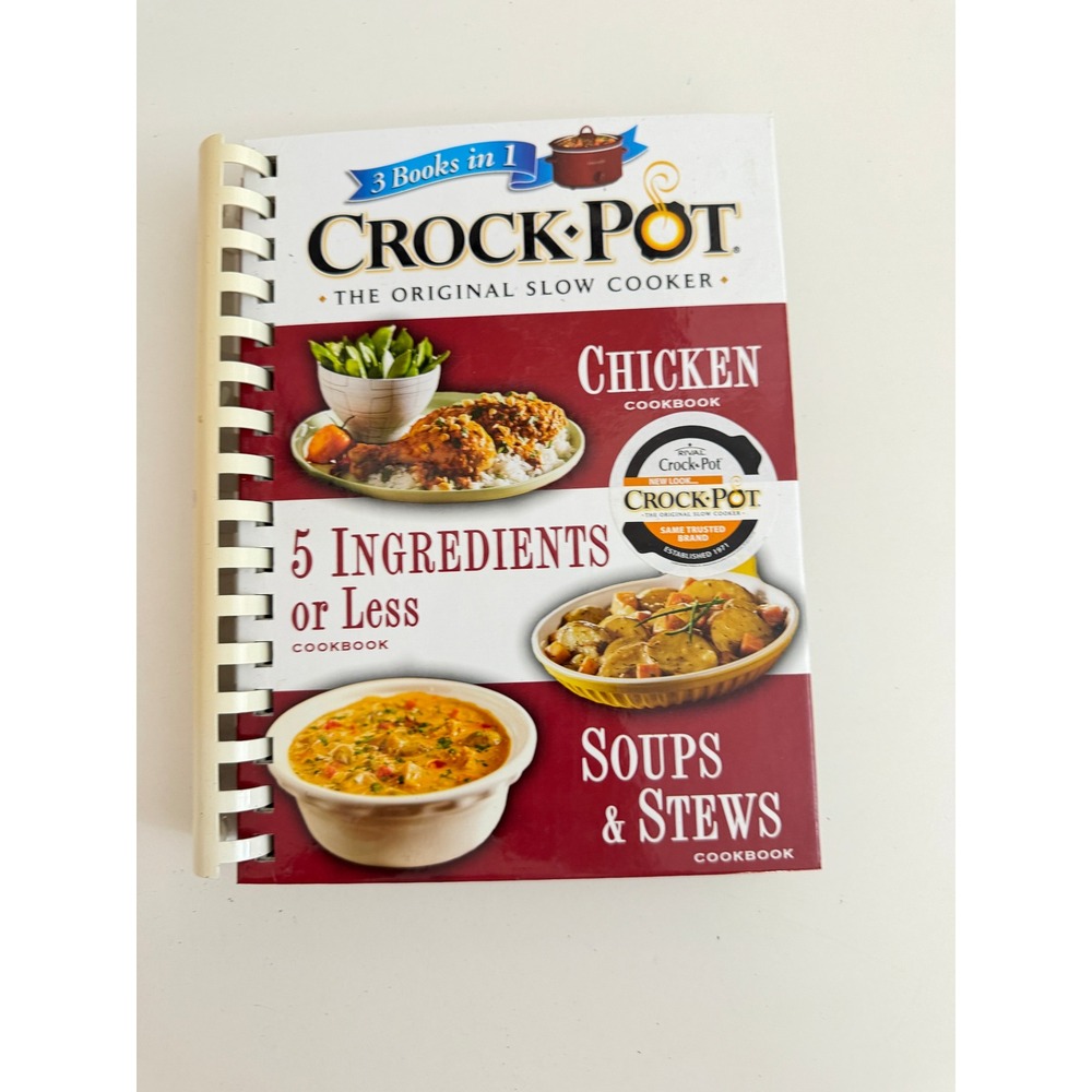 Crock-Pot The Original Slow Cooker 3 Books in 1 Cookbook Spiral Bound Tabbed